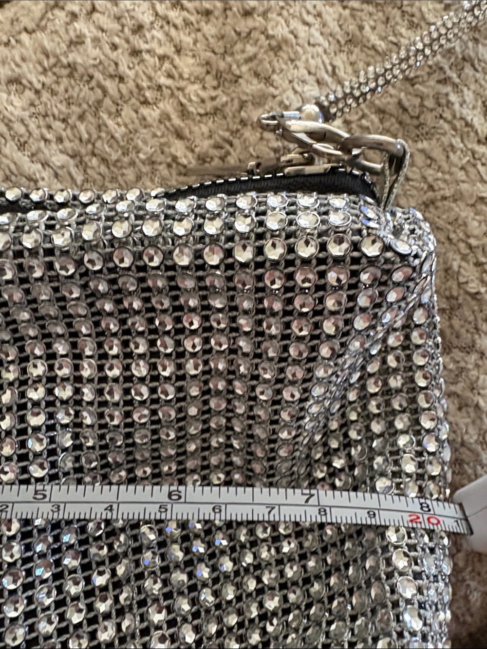 Silver Rhinestone Evening Shoulder Bag - Picture 5 of 6